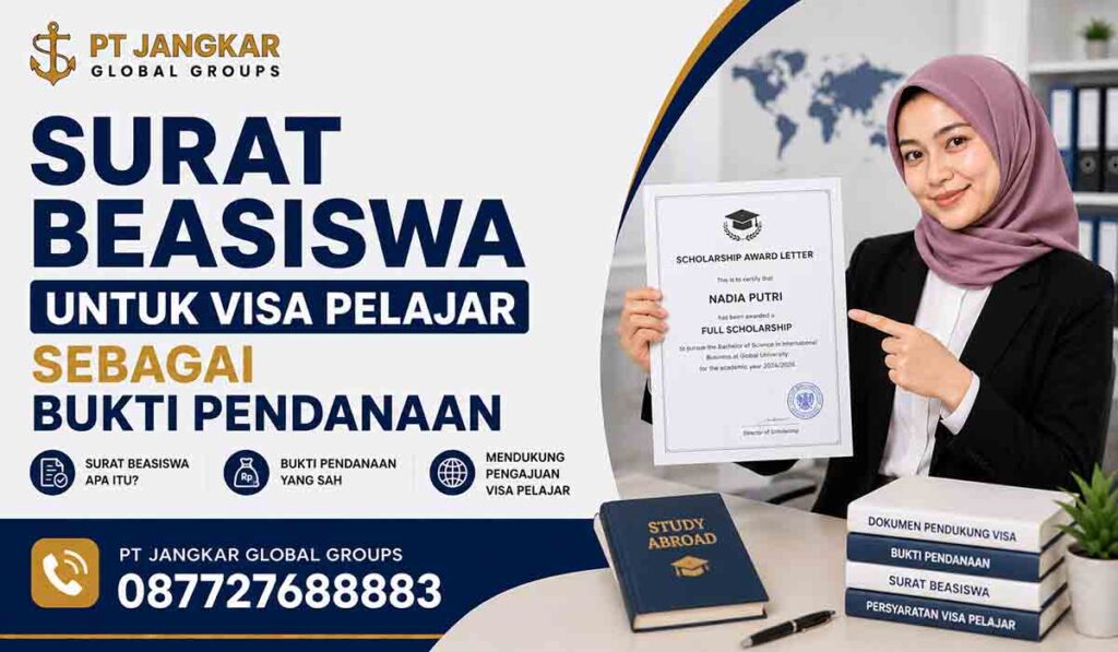 Surat Beasiswa untuk Visa Pelajar sebagai Bukti Pendanaan